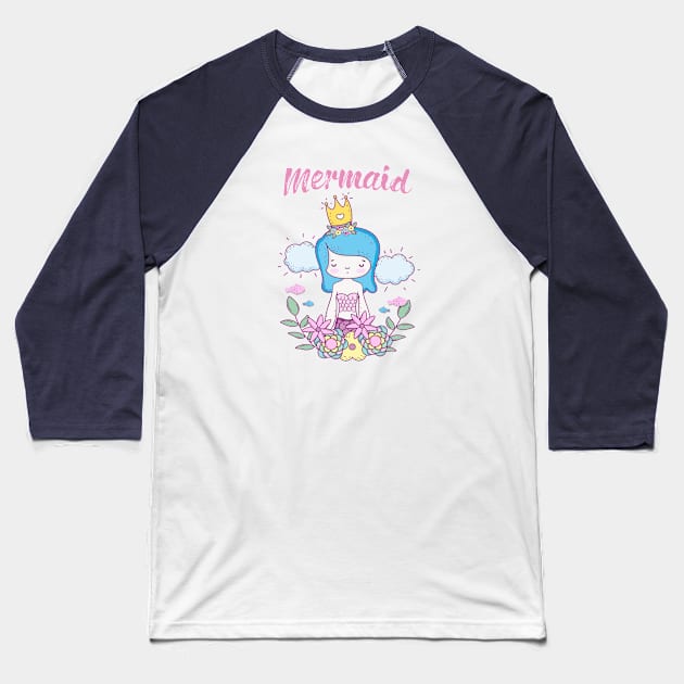 Mermaid Princess Lover Baseball T-Shirt by JeffDesign